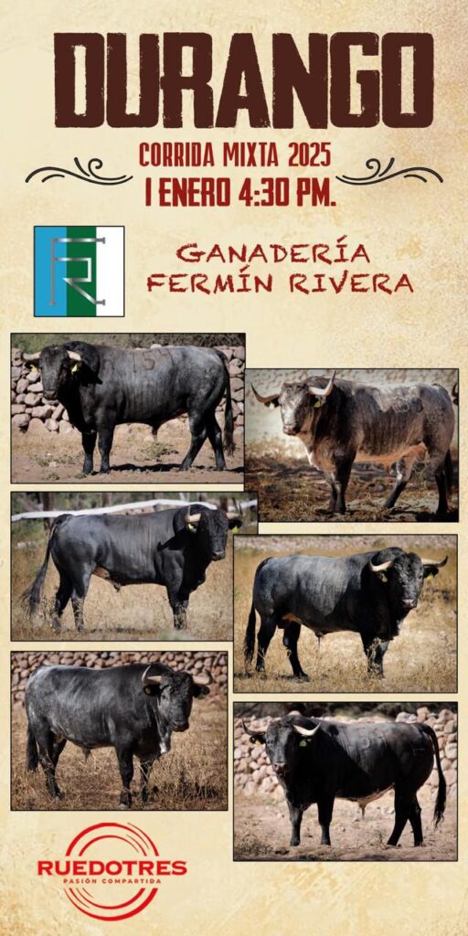 Cartel de la Corrida de Año Nuevo en Durango.