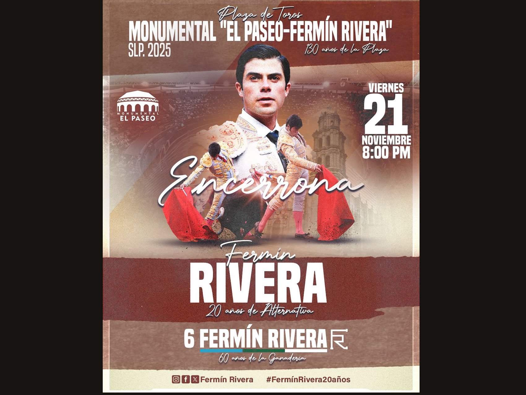 FERMÍN RIVERA CELEBRARÁ 20 AÑOS DE ALTERNATIVA CON UNA ENCERRONA EN SAN LUIS POTOSÍ